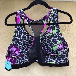 LULAROE Rise Invincible Sport Bra Top NWT 2XL Black Animal & Floral Print